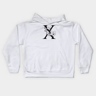 Letter X Monogram - Floral Initial Kids Hoodie